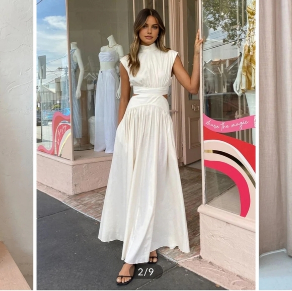 Commense Mock Neck Cutout Maxi Dress Sz L NWT in Pink - Picture 2 of 16